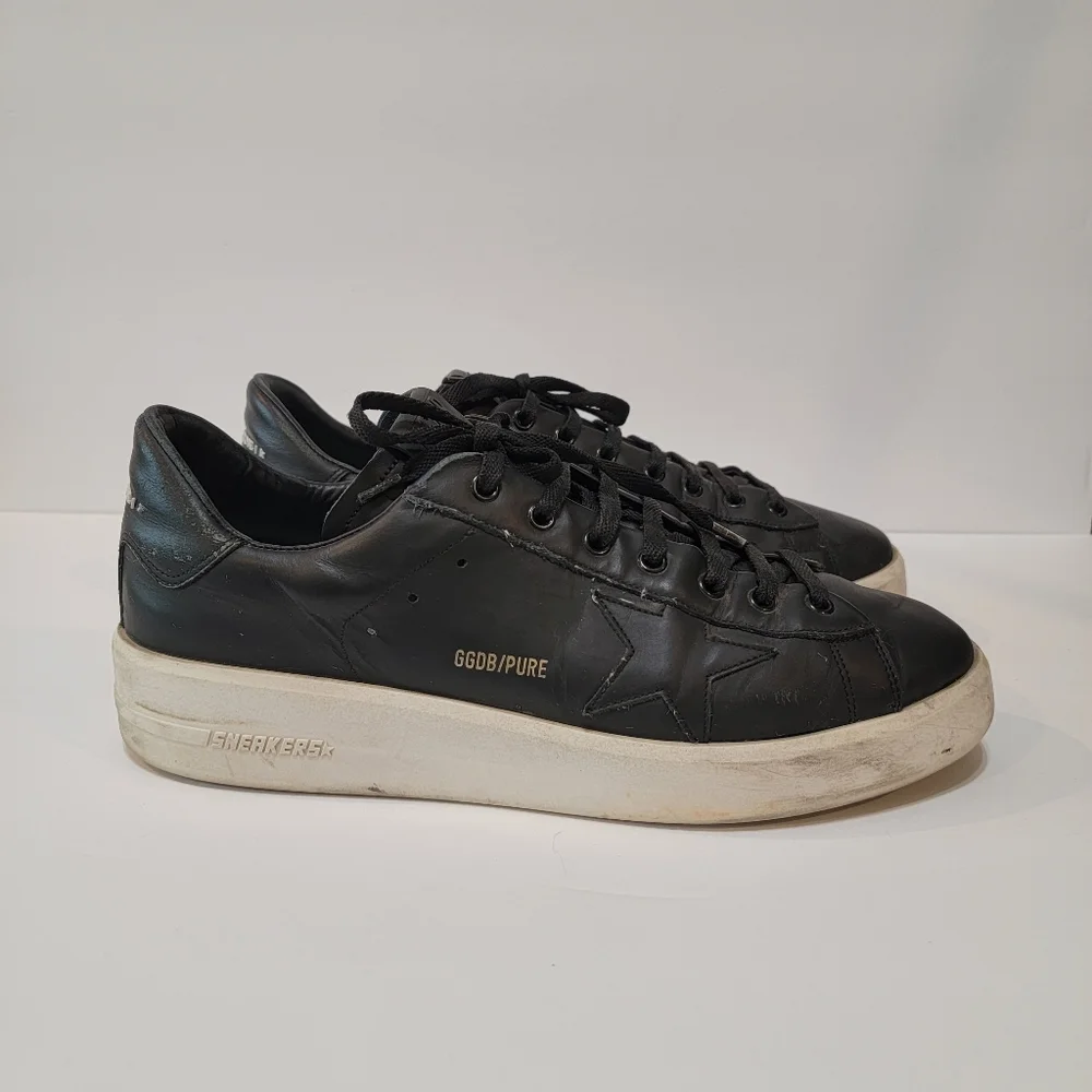Golden Goose Pure Star Black leather size 44 men's black sneaker - Picture 5 of 12